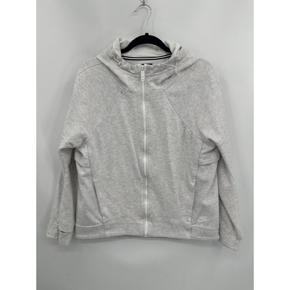 Nike Essentials Gray Zipper Front Hooded Sweatshirt with thumbholes Size large